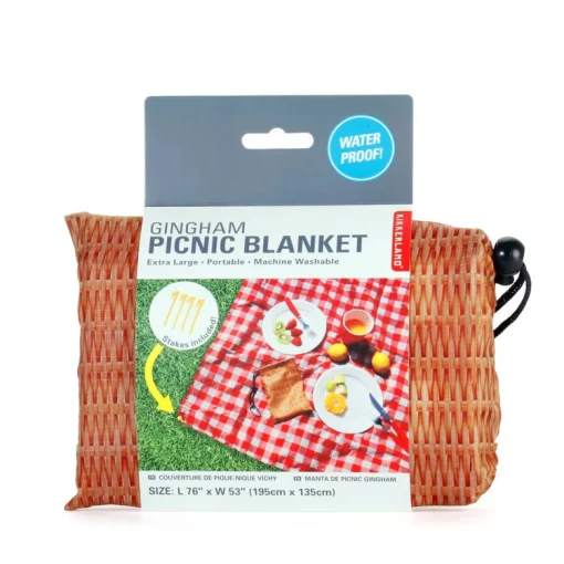 76"x53" Red Gingham Picnic Blanket - Image 2
