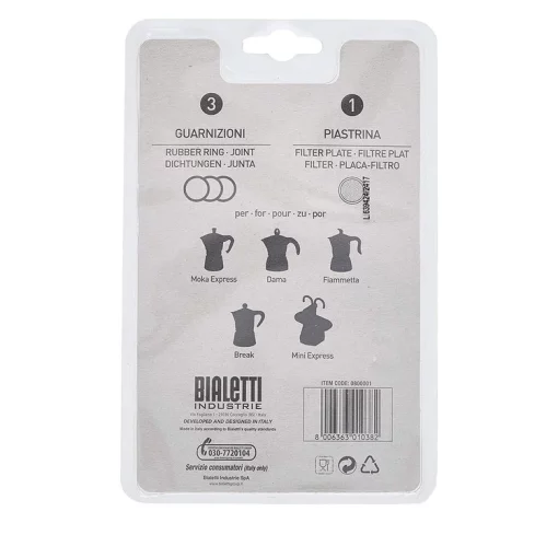 Bialetti 1 cup Espresso Maker Gasket with Filter Plate, set of 3 - Image 4